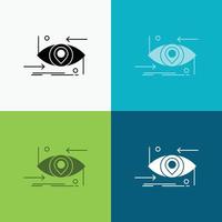 Geavanceerd. toekomst. gen. wetenschap. technologie. oog icoon over- divers achtergrond. glyph stijl ontwerp. ontworpen voor web en app. eps 10 vector illustratie