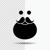 snor. hipster. verhuizer. de kerstman. gedragen glyph icoon Aan transparant achtergrond. zwart icoon vector