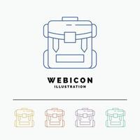 tas. camping. rits. hiking. bagage 5 kleur lijn web icoon sjabloon geïsoleerd Aan wit. vector illustratie