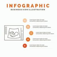 moederschap. zwangerschap. echo. baby. echografie infographics sjabloon voor website en presentatie. lijn grijs icoon met oranje infographic stijl vector illustratie