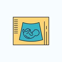 moederschap. zwangerschap. echo. baby. echografie vlak icoon. groen en geel teken en symbolen voor website en mobiel toepassing. vector illustratie