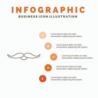 snor. hipster. verhuizer. mannetje. mannen infographics sjabloon voor website en presentatie. lijn grijs icoon met oranje infographic stijl vector illustratie