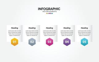 presentatie bedrijf horizontaal infographic sjabloon met 5 opties vector illustratie