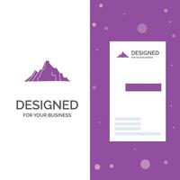 bedrijf logo voor heuvel. landschap. natuur. berg. tafereel. verticaal Purper bedrijf .bezoeken kaart sjabloon. creatief achtergrond vector illustratie