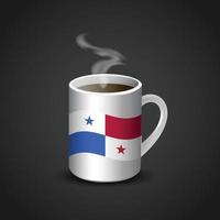 Panama vlag gedrukt Aan heet koffie kop vector