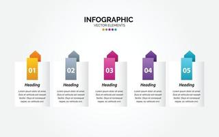 horizontaal infographic ontwerp sjabloon met 5 opties of stappen. vector