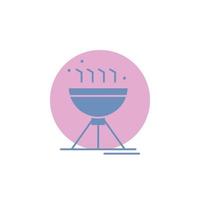 Koken barbecueën. camping. voedsel. rooster glyph icoon. vector