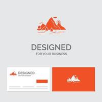 bedrijf logo sjabloon voor natuur. heuvel. landschap. berg. tafereel. oranje bezoekende kaarten met merk logo sjabloon. vector