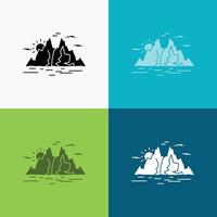 natuur. heuvel. landschap. berg. water icoon over- divers achtergrond. glyph stijl ontwerp. ontworpen voor web en app. eps 10 vector illustratie
