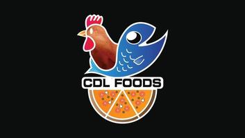 vis en kip pizza winkel voedsel hoek restaurant logo vector