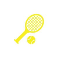 eps10 geel vector tennis ballen en tennis racket abstract kunst icoon geïsoleerd Aan wit achtergrond. sport- symbool in een gemakkelijk vlak modieus modern stijl voor uw website ontwerp, logo, en mobiel app