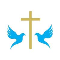 kerk christen lijn kunst logo ontwerp, christelijk symbolen. vector