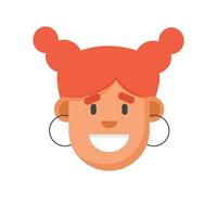 oranje haar- vlak stijl meisje gezicht. minimalisme, digitaal illustratie vector