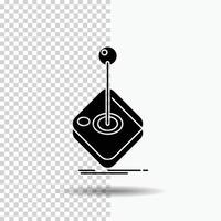 speelhal. spel. gamen. joystick. stok glyph icoon Aan transparant achtergrond. zwart icoon vector