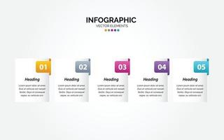 5 stap bedrijf horizontaal infographic sjabloon vector