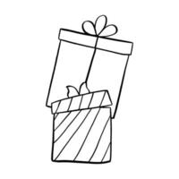 zwart lijn tekening geschenk elementen. vector illustratie over Kerstmis of verjaardag.