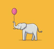 schattig olifant met ballon voelen gelukkig vector icoon illustratie. tekenfilm stijl olifant ontwerp icoon.
