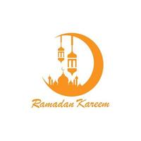 moskee en gouden halve maan icoon logo vector