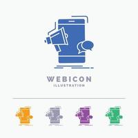 megafoon. marketing. mobiel. megafoon. Promotie 5 kleur glyph web icoon sjabloon geïsoleerd Aan wit. vector illustratie