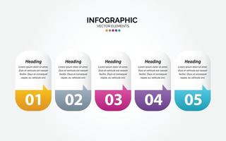 bedrijf horizontaal infographic sjabloon getallen 5 opties of stappen vector