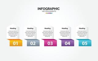 presentatie bedrijf horizontaal infographic sjabloon met 5 opties vector