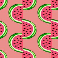 hand- getrokken watermeloen plakjes naadloos patroon. schattig watermeloenen eindeloos behang. grappig fruit achtergrond. vector