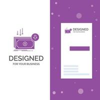 bedrijf logo voor bedrijf. kosten. snee. kosten. financiën. geld. verticaal Purper bedrijf .bezoeken kaart sjabloon. creatief achtergrond vector illustratie