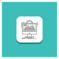 ronde knop voor dashboard. beheerder. monitor. toezicht houden. verwerken lijn icoon turkoois achtergrond vector