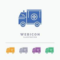 ambulance. vrachtwagen. medisch. helpen. busje 5 kleur glyph web icoon sjabloon geïsoleerd Aan wit. vector illustratie