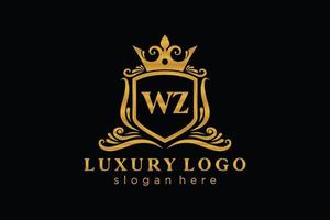 eerste wz brief Koninklijk luxe logo sjabloon in vector kunst voor restaurant, royalty, boetiek, cafe, hotel, heraldisch, sieraden, mode en andere vector illustratie.