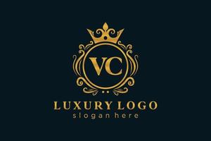 eerste vc brief Koninklijk luxe logo sjabloon in vector kunst voor restaurant, royalty, boetiek, cafe, hotel, heraldisch, sieraden, mode en andere vector illustratie.