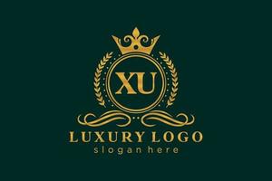 eerste xu brief Koninklijk luxe logo sjabloon in vector kunst voor restaurant, royalty, boetiek, cafe, hotel, heraldisch, sieraden, mode en andere vector illustratie.