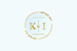 eerste ki schoonheid monogram en elegant logo ontwerp handschrift logo van eerste handtekening, bruiloft, mode, bloemen en botanisch met creatief sjabloon. vector