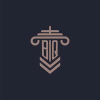 bq eerste monogram logo met pijler ontwerp voor wet firma vector beeld