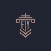 ey eerste monogram logo met pijler ontwerp voor wet firma vector beeld