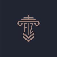 fz eerste monogram logo met pijler ontwerp voor wet firma vector beeld
