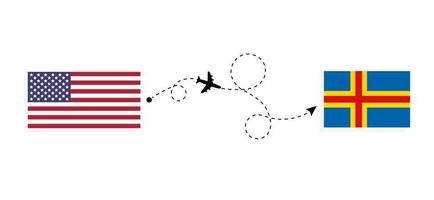 vlucht en reizen van Verenigde Staten van Amerika naar een land door passagier vliegtuig reizen concept vector