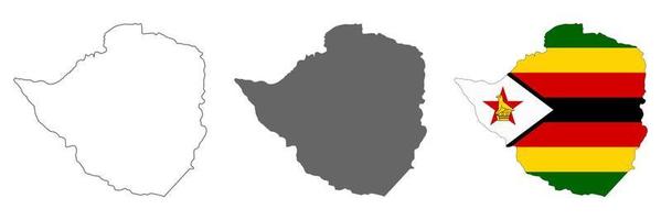 zeer gedetailleerde kaart van Zimbabwe met randen geïsoleerd op de achtergrond vector