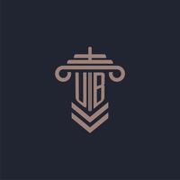 ub eerste monogram logo met pijler ontwerp voor wet firma vector beeld