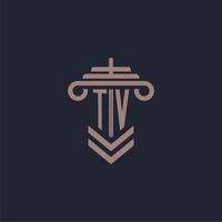 TV eerste monogram logo met pijler ontwerp voor wet firma vector beeld
