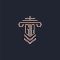 gq eerste monogram logo met pijler ontwerp voor wet firma vector beeld