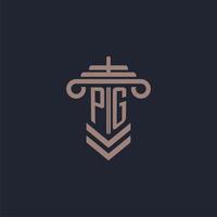 pag eerste monogram logo met pijler ontwerp voor wet firma vector beeld