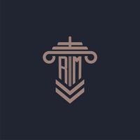 rm eerste monogram logo met pijler ontwerp voor wet firma vector beeld