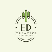 ed eerste brief groen cactus logo vector