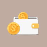 portemonnees en munten, e betaling, contant geld rug, terugbetaling, vector illustrator concept stack van munt en portemonnee
