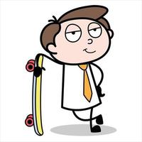 Bedrijfsmiddel van een jong zakenman tekenfilm karakter draag- een vleet vector