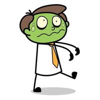 Bedrijfsmiddel van een jong zakenman tekenfilm karakter wie is draaien in een zombie vector