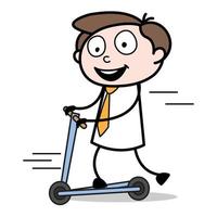 Bedrijfsmiddel van een jong zakenman tekenfilm karakter rijden een scooter vector