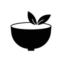 kom glyph icoon illustratie met blad. icoon illustratie verwant naar kruiden, Koken specerijen. gemakkelijk vector ontwerp bewerkbaar.