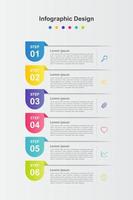 zes stappen kleurrijk abstract bedrijf infographic sjabloon vector